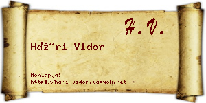 Hári Vidor névjegykártya